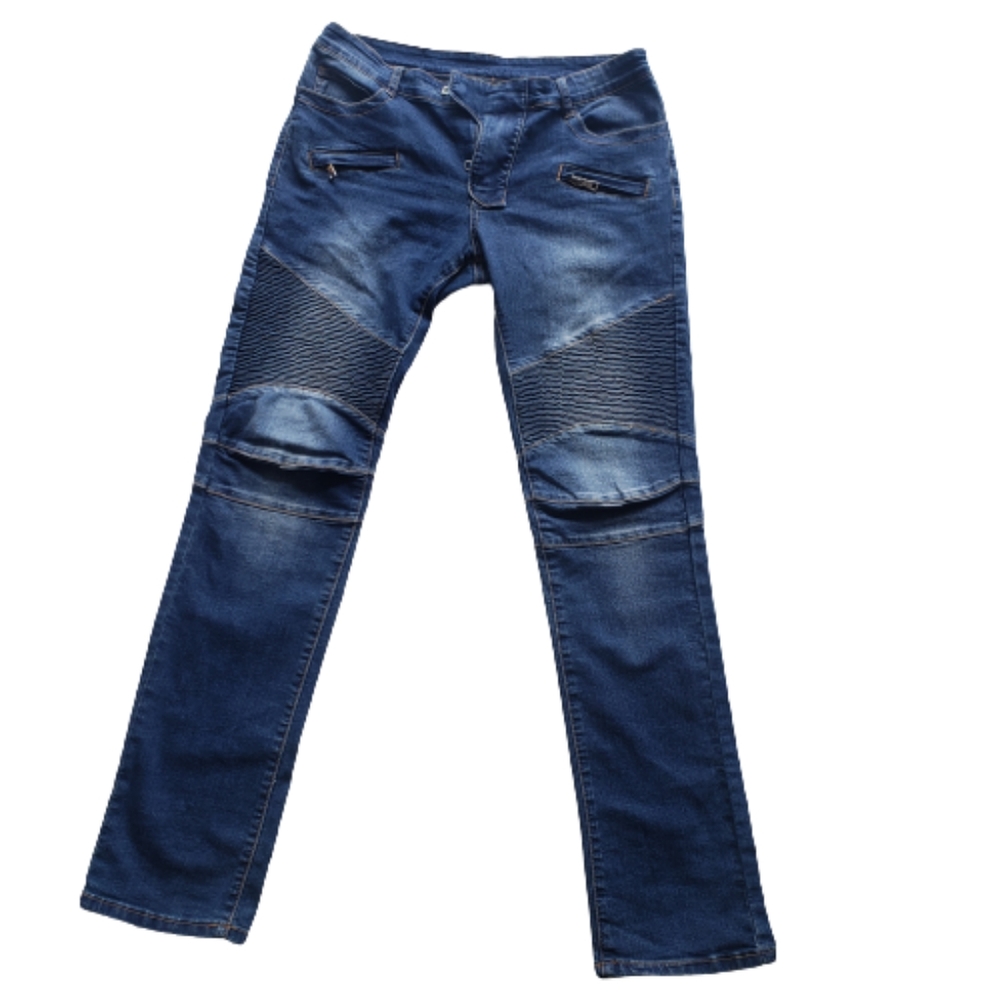 Balmain Paris Moto Ribbed Mens Slim Skinny Denim Jean Size 34 Made in Japan